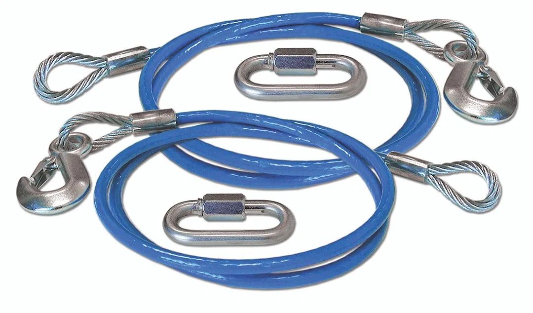 645 – ROADMASTER Trailer Safety Cable, 6000 Pound Rated 64 Inch Length Galvanized Steel With Single Snap Hook Set Of ...